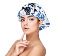 Generic Blu Nero Pesce Stampa Cuffia Raso Cofano Notte Sonno Morbido Capelli Turbanti Per Donne E Ragazze