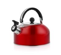 Generic Bollitore per piano cottura, 3 litri, Acciaio inossidabile, Rosso, Manico ergonomico, fischietto, Compatibile con diverse fonti di calore