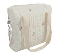 Generic Borsa a Pendente Cochito, Borsa Organizzativa per Passeggino Spazioso Ed Elegante, Facile Accesso per Fare Shopping (Fiore beige)