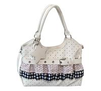 Generic, borsa a tracolla da donna a pois in poliuretano, con volant | Borsa a tracolla regolabile, pochette hobo, portafogli per viaggi, shopping, lavoro, tempo libero, vita quotidiana