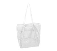 Generic Borsa da Spiaggia in Mesh, Borse da Spiaggia in Mesh Poliestere a Maglie con Grande capacità di Campeggio Viaggio (WHITE)