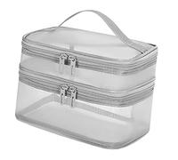 Generic Borsa per Cosmetici a Doppio Strato Design a Rete di Grande capacità con Maniglia Robusta per Viaggi Ufficio Scuola PVC 1 X (chiaro)