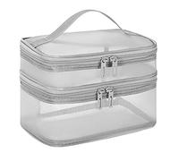 Generic Borsa per il Trucco da Viaggio Design a Rete a Doppio Strato di Grande capacità per Uso Scolastico, Palestra, Ufficio, PVC 22 X 14 X 15 Cm (chiaro)