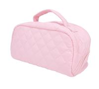 Generic Borsa per Trucco Piatta Borsa Toilette Resistente All'acqua con Portaspazzole Separato per Donna, Scelta Regalo Elegante, Ideale per i Viaggi o la Routine Quotidiana (PINK)
