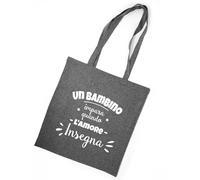 Generic Borsa Shopper per la maestra, maestro, tata, cuoca o collaboratrice - Regalo per fine anno scolastico o Natale (Grigio)