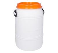 Generic Botte con coperchio a vite da 60 litri, per alimenti e 100% ermetica in polietilene ad alta densità (HDPE) - bianco - rotondo