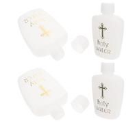 Generic Bottiglie Decorative per Acqua Santa 4 Pezzi 60ml in Ps Bianco Portatili Design Semplice e Dettagli Chic per Battesimo e Regalo
