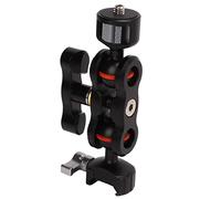Generic Braccio a Doppia Testa con Vite da 1/4 di Pollice e Morsetto Adattatore di Montaggio in Lega di Alluminio a 360 Gradi per Apparecchiature Luminose a LED per Impianto Fotografico