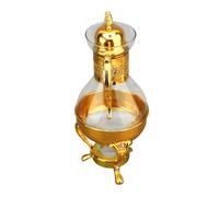 Generic Caffettiera in Vetro Riscaldabile Brocca Stile Vintage con Coperchio e Tazza per Casa e Ufficio, Manico Ergonomico, 14 X 6,5 X 5,7 Pollici (GOLD)