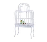 Generic Cage per Uccelli Bambole, Decorazione Realistica 1:12 Gabbia per Uccelli in Miniatura su Scala con Falso per la Casa (WHITE)