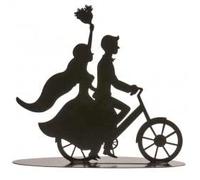 Generic Cake Topper Nero Silhouette Matrimonio sposi Bicicletta 18 cm