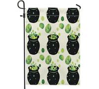 generic Calderone di Halloween Bandiere verticali da giardino per cortile anteriore cortile 30,5 x 45,7 cm double face per esterni, calderone strega dei cartoni animati piccole bandiere per la casa