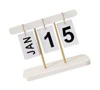 Generic Calendario a Fogli Mobili Riutilizzabile, Calendario da Tavolo in Legno Realizzato a Mano per un Controllo Efficiente della Data, Perfetto per L'ufficio Domestico, Dimensioni Compatte (WHITE)