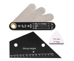 Generic Calibro di Azione per Chitarra, Truss Rod Gage Pacchetto di Corde Righello di Altezza Fret Rocker Guida di Livellamento Set di Installazione del Collo Strumenti di Liuteria per