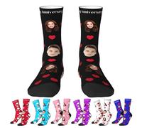 Generic Calzini Personalizzati con Facce Multi Immagini Testo per Uomo Donna, Due Facce, Taglia Unica