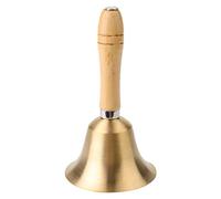 Generic Campana a Mano Multifunzionale Manico in Legno di Rame Durevole Giocattolo con Suono Chiaro per Bambini Che Chiedono Aiuto 5,9 X 3,1 Pollici Oro