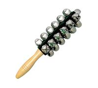Generic Campanello a Mano in Legno E 25 Sonagli Strumento Musicale per Bambini Regalo Natale Shaker Rattle Percussione Adatto a Educazione Musicale, Verde