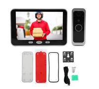 Generic Campanello wireless con display 5", videocampanello WiFi con angolo di visione 145°, visione notturna, rilevazione movimento, audio bidirezionale, telecamera per spioncino
