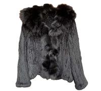 Generic Cappotto Da Donna In Vera Pelliccia Di Coniglio Lavorata A Maglia Autunno Con Giacca In Vera Pelliccia Di Coniglio A Maniche Lunghe Con Colletto In Vero black L