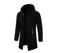 Generic - Cappotto Invernale Uomo Nero Piumino con Cappuccio M, Pile, Manica Lunga, A Mezza Coscia, Caldo, Comodo, Impermeabile, 3 in 1, Outdoor, Indoor