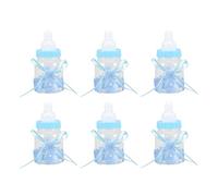 Generic Caramelle a Bottiglia per Bambini, Mini Bottiglie per Bambini Mini Bottiglie Baby Shower 24 Pezzi Riempibili Scatola di Caramelle Dolci con Nastro Ragazzo Ragazza Neonato di Compleanno (BLUE)