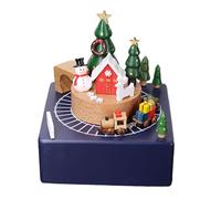 Generic Carillon Musicale Scatola Musicale Meccanica Ornamento Treno Rotante Movimento Legno Carillon Decorativo Funzione Melodia Adatto per Regali Natale, Blu