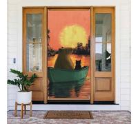 Generic Carino Capybara Stampa Benvenuto Copertura Della Porta 185 X 90 Cm Vacanza Stagionale Decorazioni Sfondo Per Porta D'ingresso Parete Portico