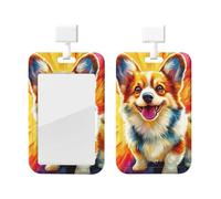 Generic Carino Corgi Dog Print Scorrevole ID Badge Holder Lavoro Badge Sleeve Vertical Card Protector Work Office Gifts