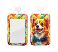 Generic Carino Corgi Dog Print Scorrevole ID Badge Holder Lavoro Badge Sleeve Vertical Card Protector Work Office Gifts