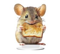 Generic Cartello piatto 2D per criceto che mangia pane impermeabile multiuso con staffa