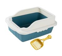 Generic Cat Litter Tray Contenitore Lettiera Gatto Open Top Paletta Inclusa Pareti Alte Materiale PP per Igiene Animali Domestici Adatto a Gatti Conigli Crice, Blu M 31x21x16 cm