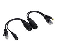 Generic Cavo Adattatore Splitter POE Passivo con Alimentazione 12V, Materiali Resistenti All'usura, per Telecamere IP, Punti di Accesso, Distanza di Trasmissione 40 M per Installazione Esterna (BLACK)
