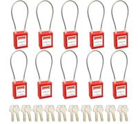 Generic Cavo da 90 mm, con chiave diversa, 10 pezzi serrature di sicurezza elettriche, serrature per cavi in acciaio, lucchetti di sicurezza industriale