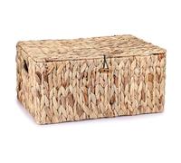 Generic Cestini in vimini intrecciato con coperchio, cestini in vimini naturale di giacinto d'acqua (XL, 40 x 28 x 19 cm);