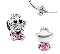Generic Ciondolo Cheshire gatto Alicia in argento sterling 925, compatibile con ciondoli Pandora e molti altri braccialetti con charm, piccolo, pequeño, Argento, Nessuna pietra preziosa