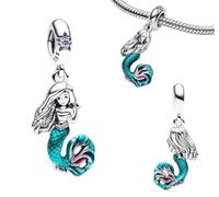 Generic Ciondolo Sirenetta in argento Sterling 925, compatibile con ciondoli Pandora e molti altri braccialetti con charm, piccolo, pequeño, Argento, Nessuna pietra preziosa