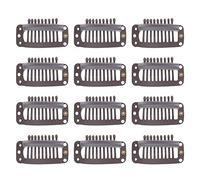 Generic Clamp/Holder con Parrucca, Clamp/Holder di Estensione dei Capelli 40pcs 9 Denti in Acciaio Inossidabile 32 Mm per Estensioni dei Capelli per Parrucche e Tessitura dei (Marrone scuro)