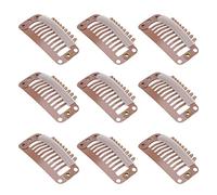 Generic Clamp/Holder con Parrucca, Clamp/Holder per Parrucche per Capelli 32 Mm per Estensioni dei Capelli 40pcs 9 Denti in Acciaio Inossidabile per Parrucche e Tessitura dei (Marrone chiaro)