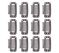 Generic Clamp/Holder di Parrucche, Clamp/Holder 32 Mm in Acciaio Inossidabile 40 Pcs 9 per Denti per Estensioni dei Capelli per Parrucche per Capelli per le e Tessitura dei (Marrone scuro)