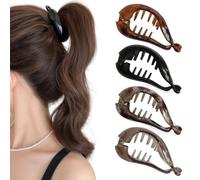 Generic Coda di cavallo alta con clip per capelli attorcigliata dietro la testa con forcina verticale (4 pezzi 03,7,3 x 3,4 cm)