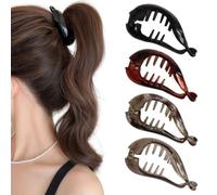 Generic Coda di cavallo alta con clip per capelli attorcigliata dietro la testa con forcina verticale (4 pezzi 01,7,3 x 3,4 cm)