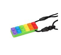 Generic Collana con Ciondolo Masticare Massaggiagengive in Silicone Resistente Alle Alte Temperature Giallo per la Ricerca Sensoriale (Massaggiagengive con mattoncini arcobaleno verde)