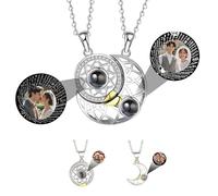 Generic Collana Personalizzata con Proiezione Foto, Argento 925, Donna, Regalo Sentimentale per Donne, Collana con Foto Dentro, Unisex, Necklace
