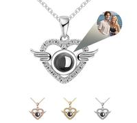Generic Collana Personalizzata con Proiezione Foto, Argento 925, Donna, Unisex, Collana con Foto Dentro, Regalo Donna Compleanno, per Fidanzata Moglie e Mamma (B)