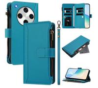 Generic Compatibile con Oppo Reno 14 5G / Reno 14F 5G (Colore: Blu Lago) Custodia a portafoglio in pelle con cerniera e cinturino