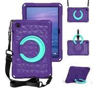 Generic Compatibile per Samsung Galaxy Tab A11 Plus 11.0 SM-X230 SM-X236 (Colore: Viola & Menta) Custodia Antiurto Supporto Rotante Copertura Dura Cinturino In Silicone