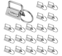 Generic Confezione da 100 clip per portachiavi da 2,5 cm con anelli divisi, accessori fai da te, set portachiavi per fettuccia e nastro