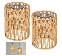 Generic Confezione da 2 paralumi in rattan, ricambio vintage in vimini rustico, 4,7 x 5,9 cm (diametro x altezza), paralume cilindrico intrecciato per pavimenti, lampadari e lampade da parete