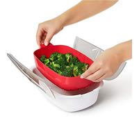 Generic Contenitore per Pentola a Vapore per Microonde con Cestello Rimovibile, Materiale PP Sicuro per Uso Alimentare Sana, Dimensioni 29x22x8,5 Cm, Ideale per Uso Domestico (WHITE)