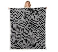 Generic Coperta in morbido peluche con stampa zebrata, grigio chiaro, in | Morbida coperta sherpa in pile con strisce zebrate e semplici disegni di animali selvatici, decorazione geometrica classica e